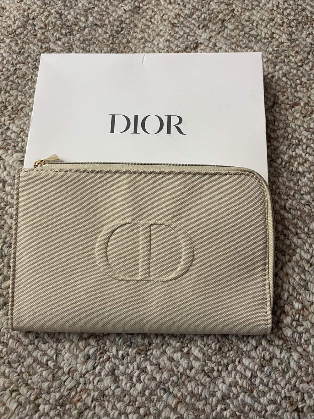 Dior Embossed CD Zip Cosmetic Pouch